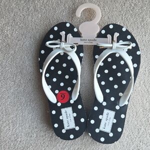 Kate Spade Black and White Polka Dot Kids Flip Flops